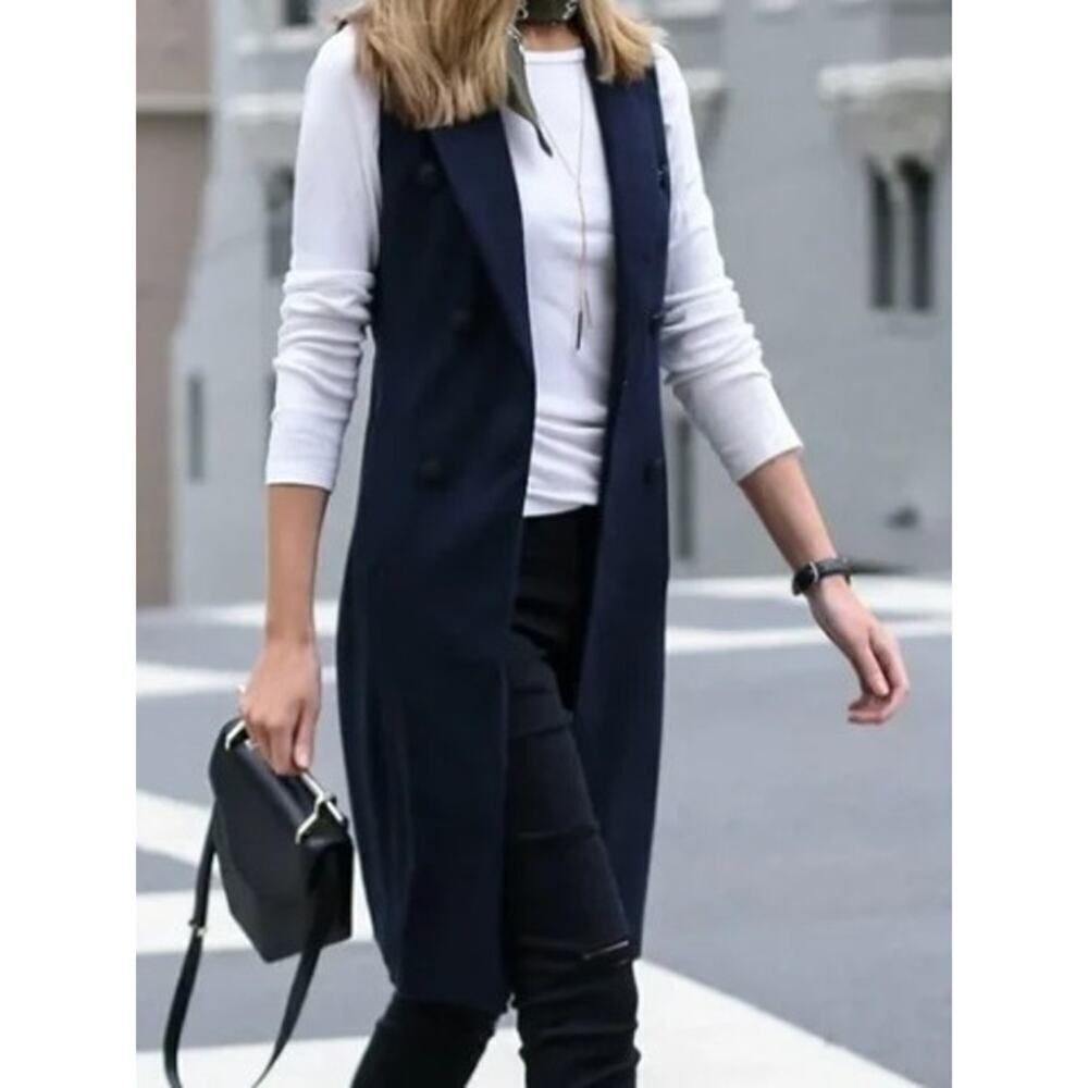 Rag & Bone Sleeveless Wool Blend Zipper Long Vest Jacket NWT Sz. 6